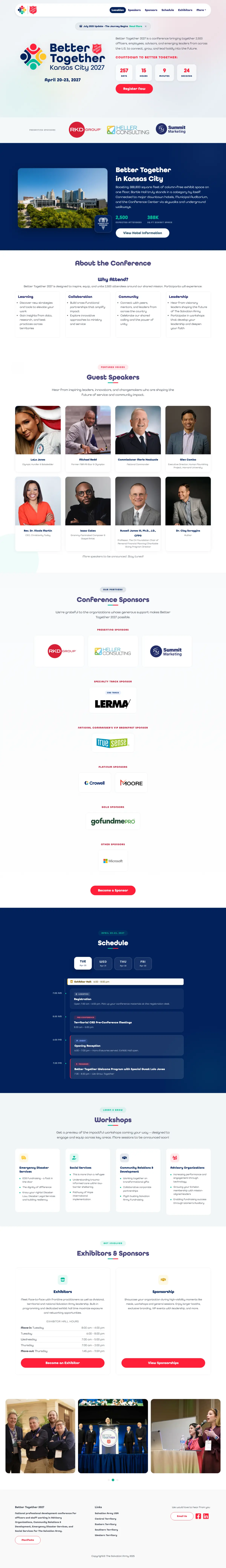 The Better Together 2027 conference site: hero, speakers, sponsors, schedule and workshops