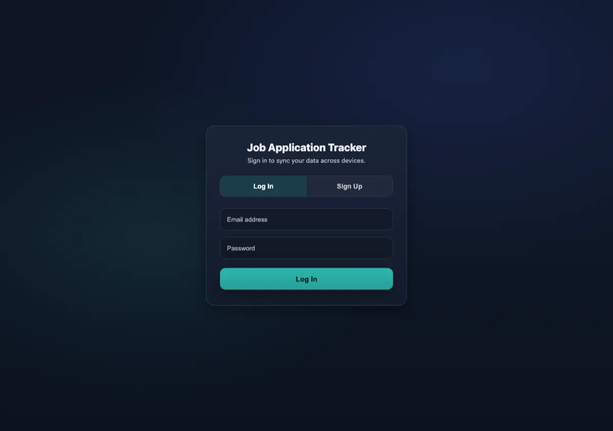 The Job Application Tracker sign-in screen
